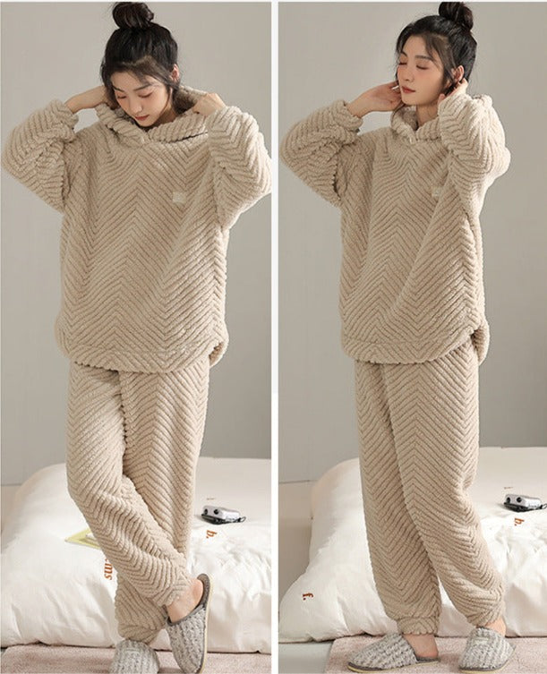 Fleece Pajamas Sleepwear Set for Couples