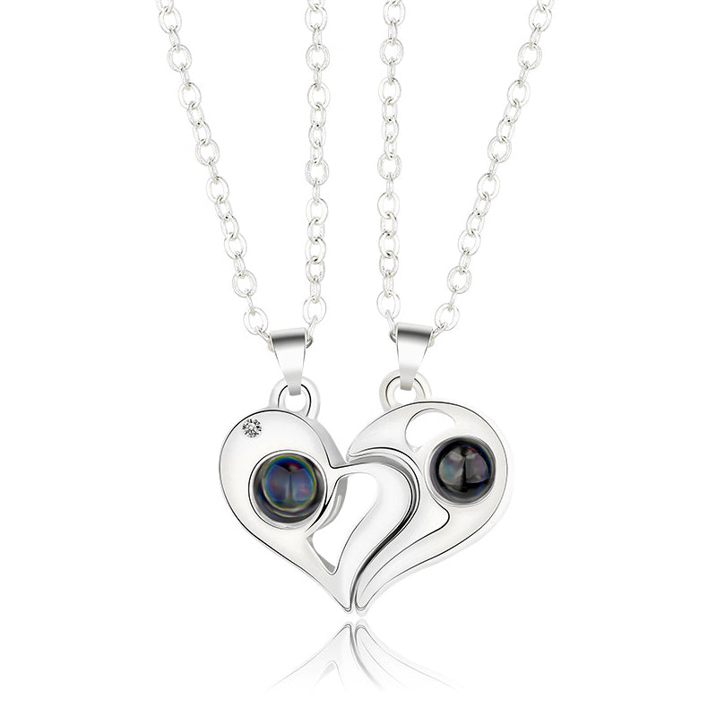 Engravable Light Projection Magnetic Hearts Couple Jewelry Gift