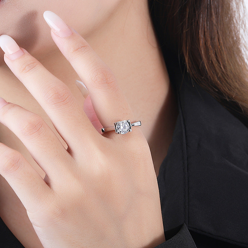 0.5 Carat Moissanite Solitaire Diamond Ring - Adjustable Size