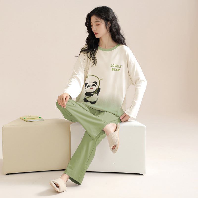 Long Sleeve Panda Design Pajamas Set 100% Cotton