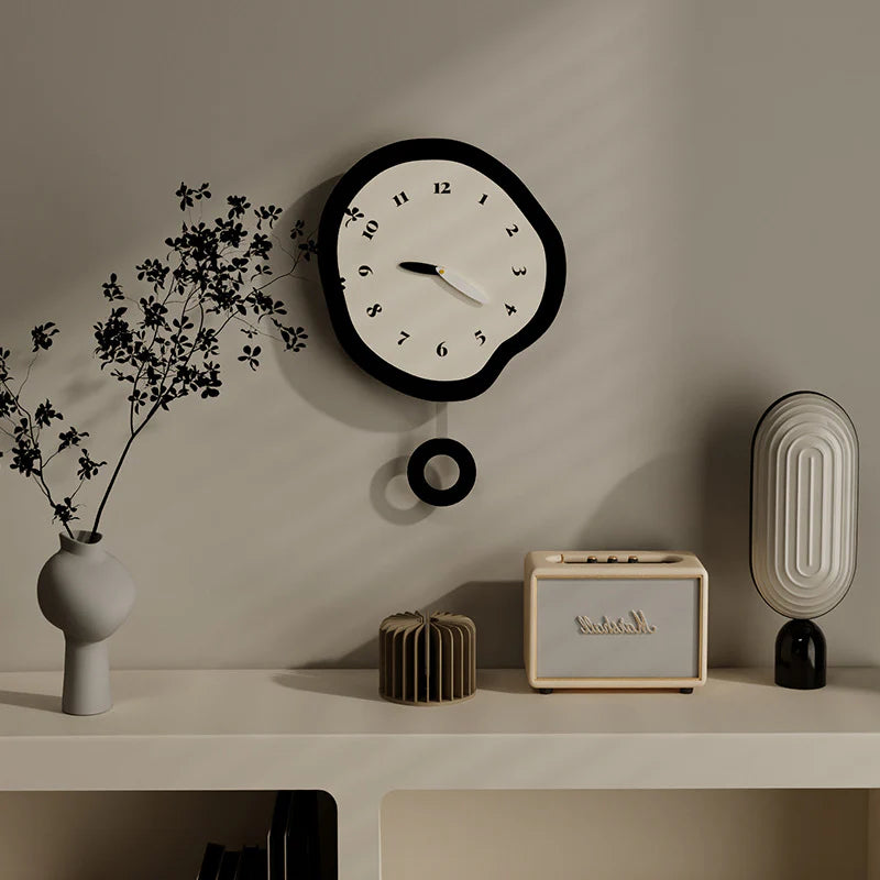 Wavy Shape Silent Pendulum Wall Clock — 12" Modern Acrylic
