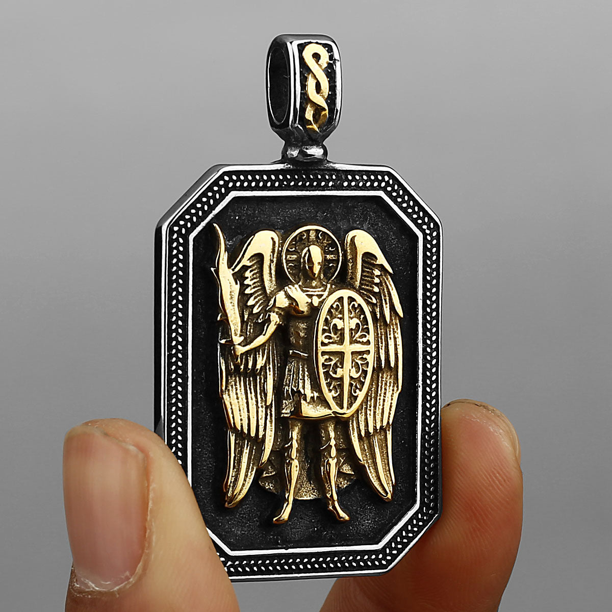 Saint Michael Archangel Mens Thick Chain Necklace