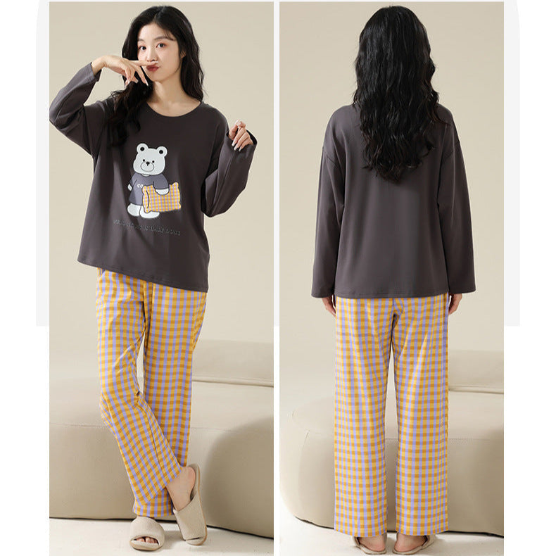 Cute Bear Couple Pajamas - Long Sleeve Cotton Set