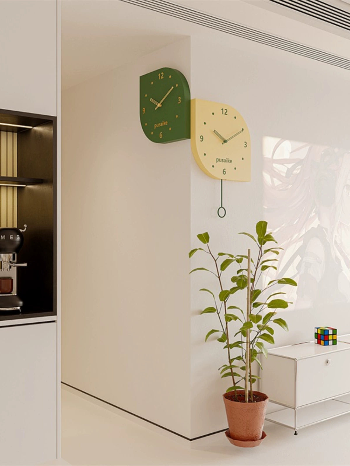 Double Sided Wall Corner Decorative Pendulum Clock (Set of 2)