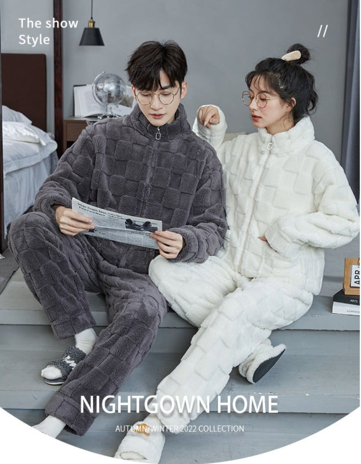 Matching Flannel Winter Sleepwear Set for Couples