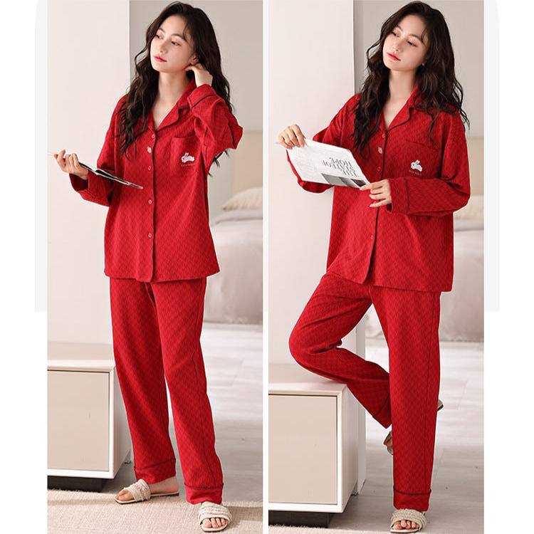 Comfy Winter Couples Red Pajamas Set 100% Cotton