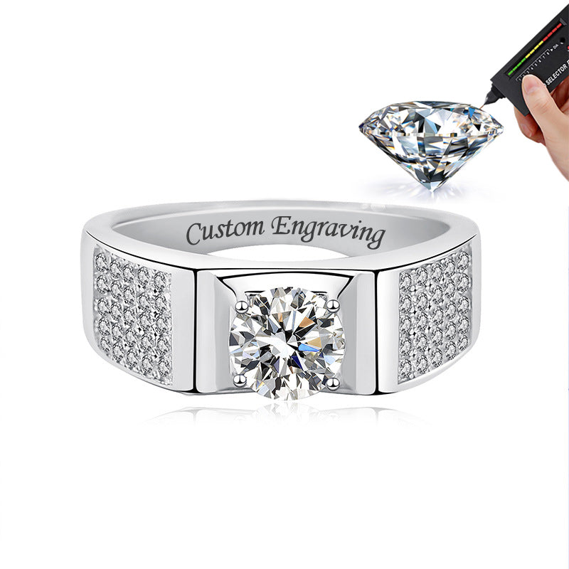 Custom 1 Carat Moissanite Wedding Ring for Men