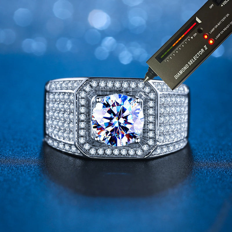 2 Ct Moissanite Mens Ring (Custom Engravable)