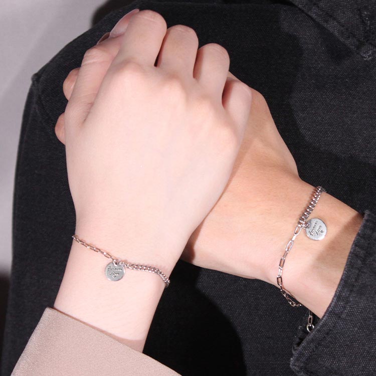 Forever Love Engraved Promise Bracelets Set
