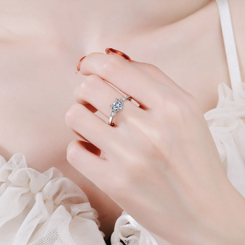 1 Carat Moissanite Solitaire Diamond Ring for Women