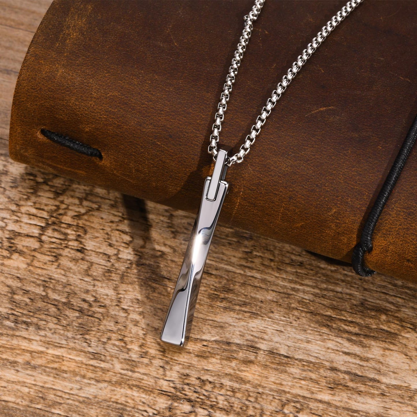 Custom Engraved Bar Pendant Necklace for Men