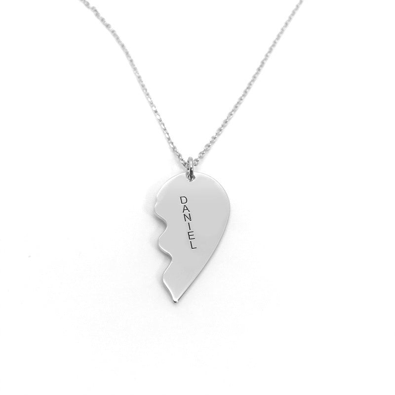 Custom Names Engraved Split Hearts Couples Jewelry