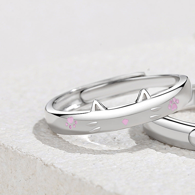 Cat and Fish Promise Rings for Men and Women