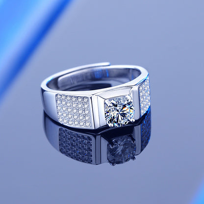 Custom 1 Carat Moissanite Wedding Ring for Men