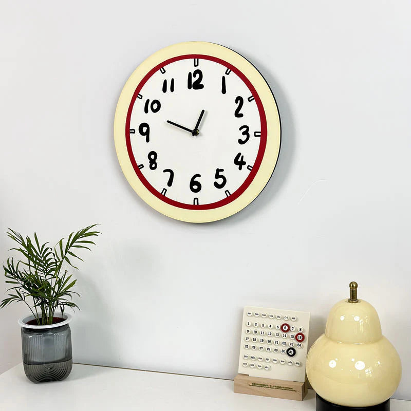Hand-Drawn Style Silent Wall Clock – Unique Acrylic Design