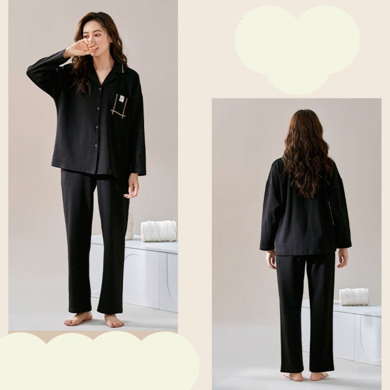Couples Matching Black PJs Nightwear Pajamas Set