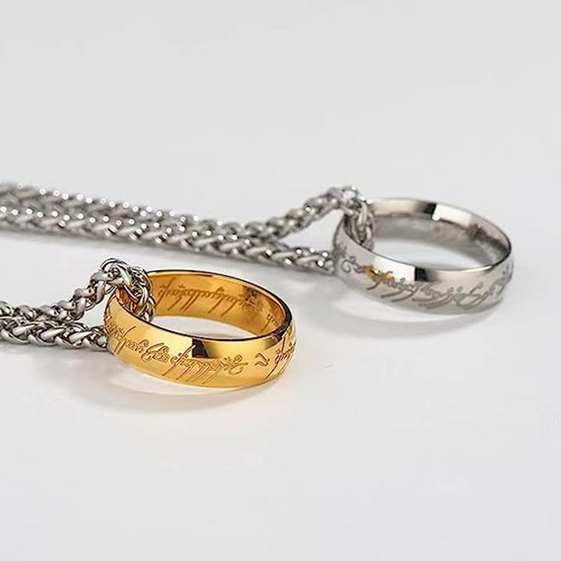 Custom Name Engravable Ring Pendant Necklace for Men