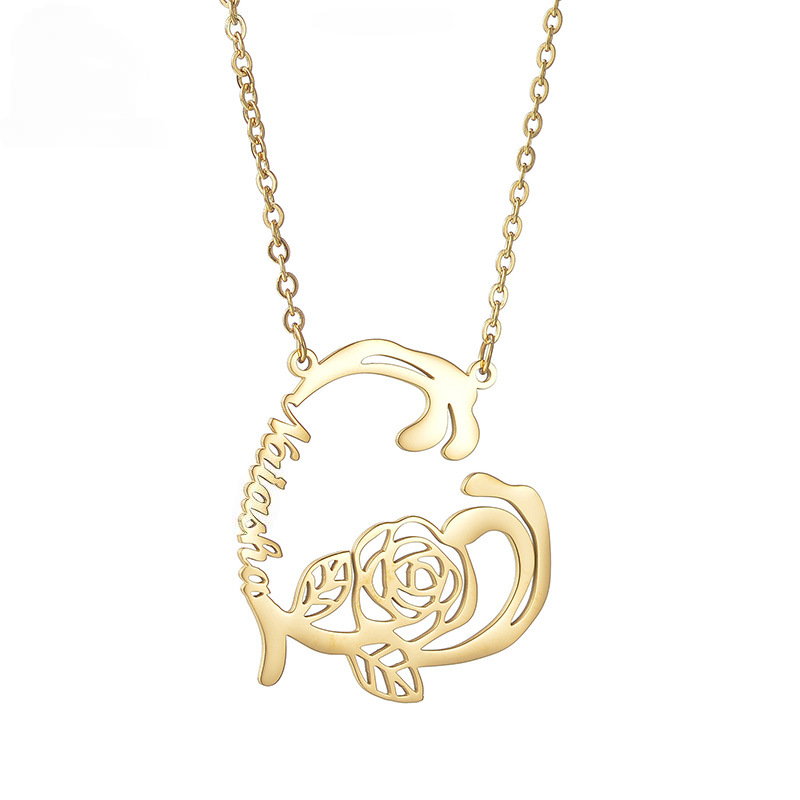 Rose Heart Personal Name Necklace
