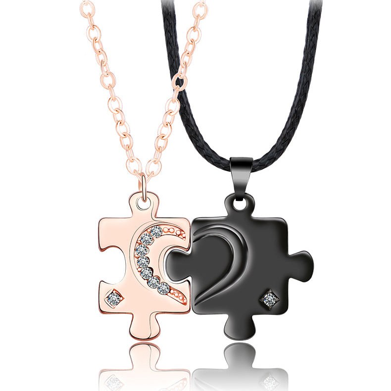 Engravable Puzzle Necklaces Set for Couples