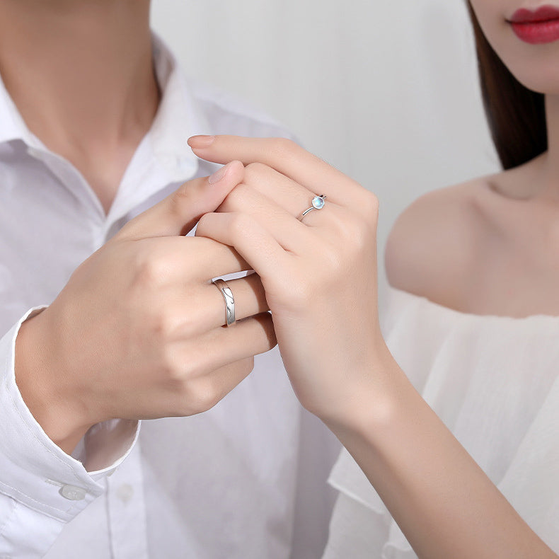 Matching Moonstone Promise Rings for Couples