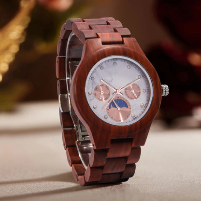 Engraved Unisex Wood Chronograph Watch