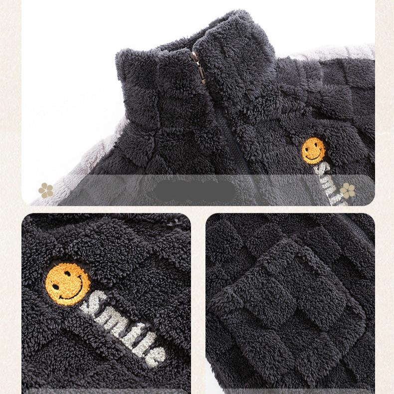 Thickened Flannel Zip-up Matching Pajamas Set for Couples