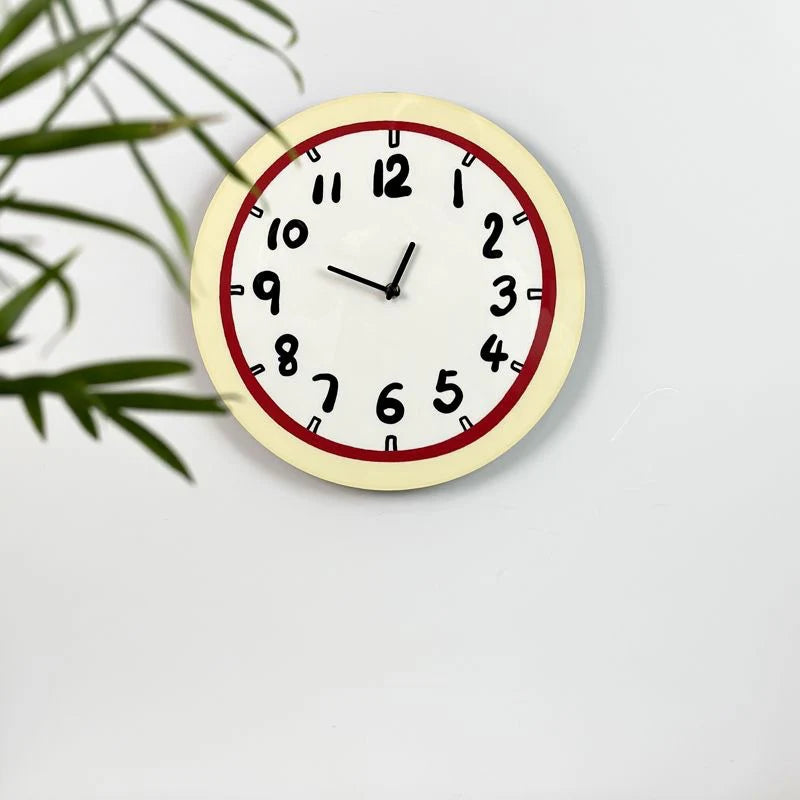 Hand-Drawn Style Silent Wall Clock – Unique Acrylic Design