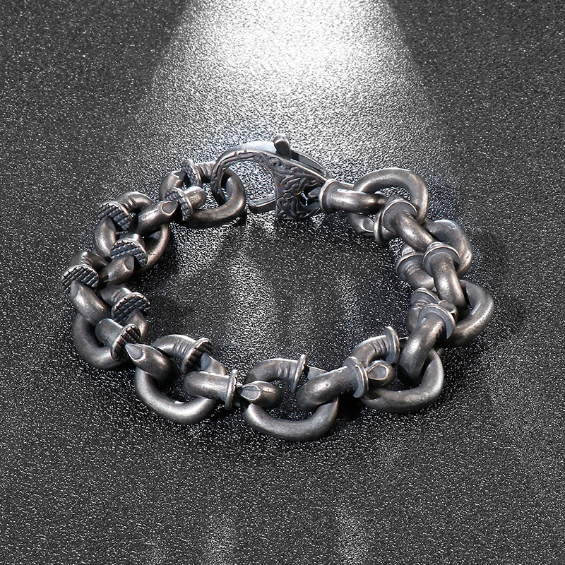 Vintage Nails Chain Bracelet for Men 23cm