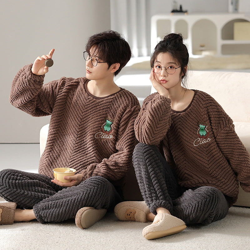 Matching Corel Fleece PJs Nightwear Set for Couples