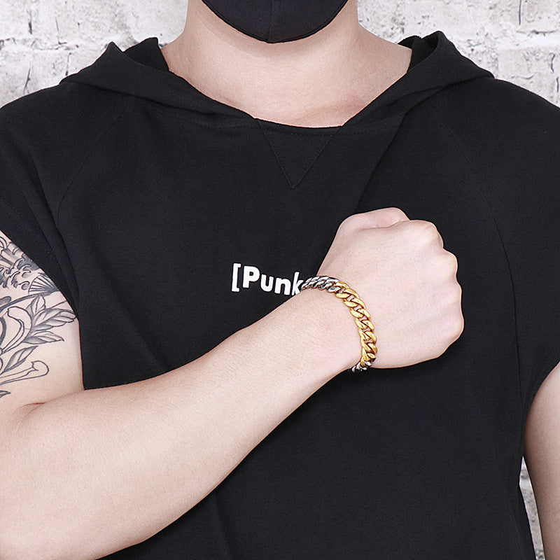 Two Tone Steel Bracelet Gift for Men 22cm