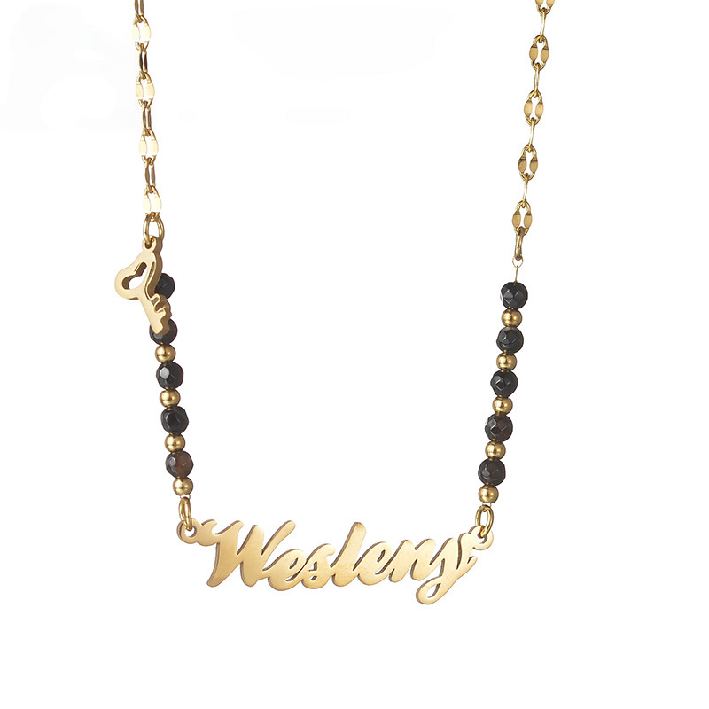 Personal Cursive Name Beads Necklace