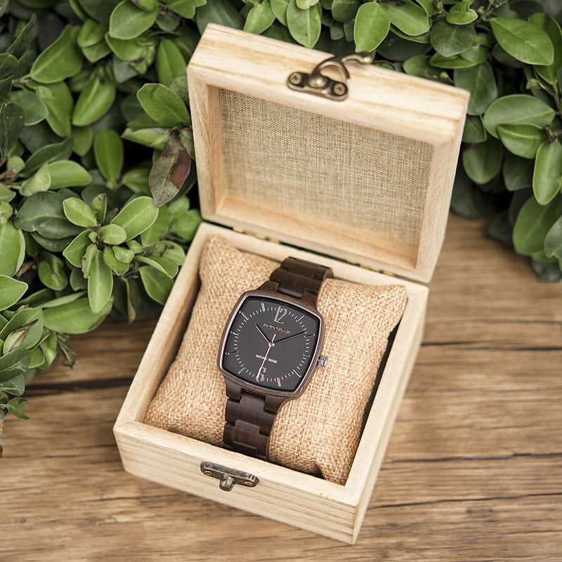 Customized Wood Couple Square Watch Set