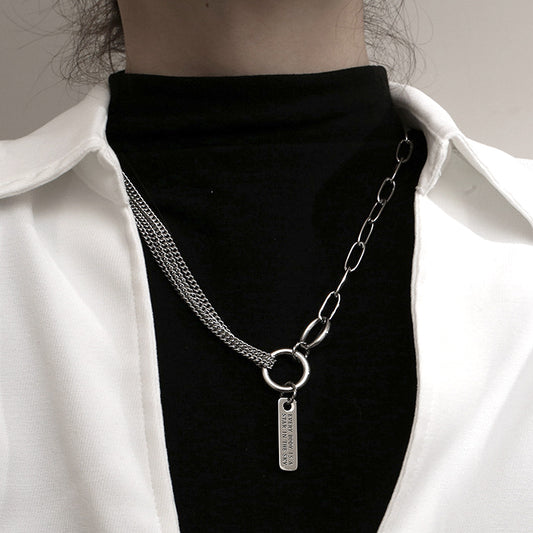 Engravable Bar Half Curb Half Link Choker Chain