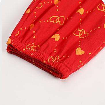 4-Piece Married Couples Red Pajamas Set 100% Cotton