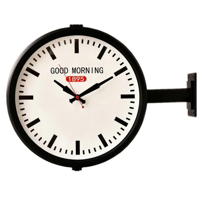 Double-Sided Station Wall Clock – Art Deco, Silent