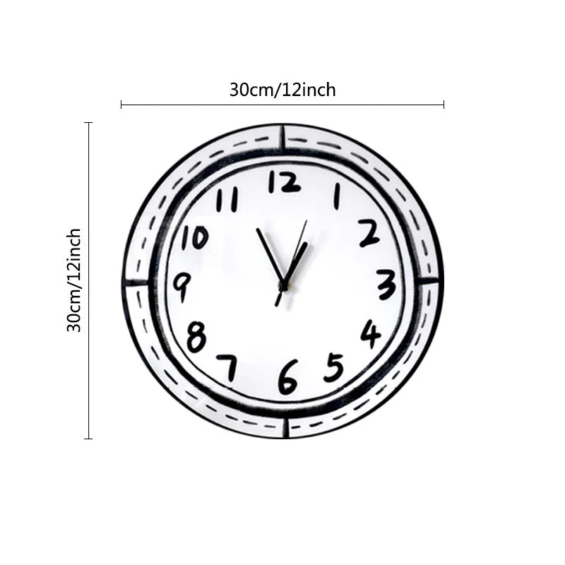 Hand Drawn Style Silent Wall Décor Clock