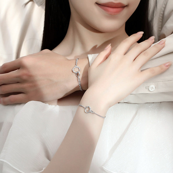 Double Rings Couple Relationship Bracelets Set