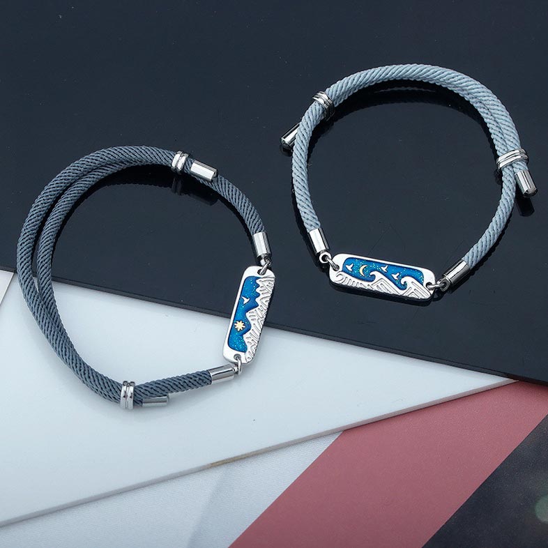 Ocean Mountain Couple Promise Bracelets Set