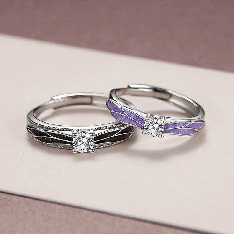 Angel Wings Couple Rings Anniversary Gift (Adjustable Size)