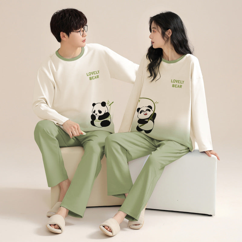 Long Sleeve Panda Design Pajamas Set 100% Cotton