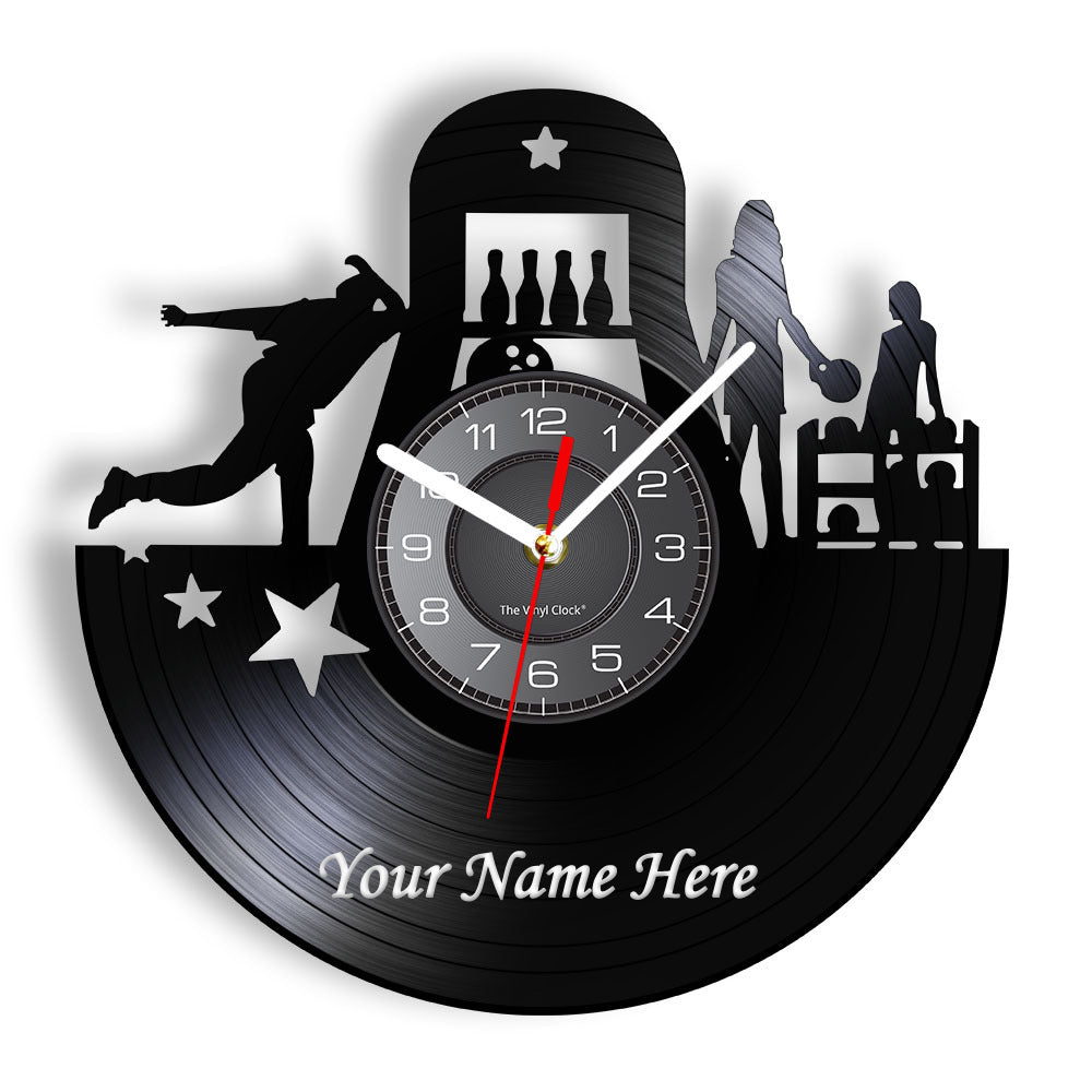 Custom Vinyl Wall Clock Gift for Bowling Enthusiast