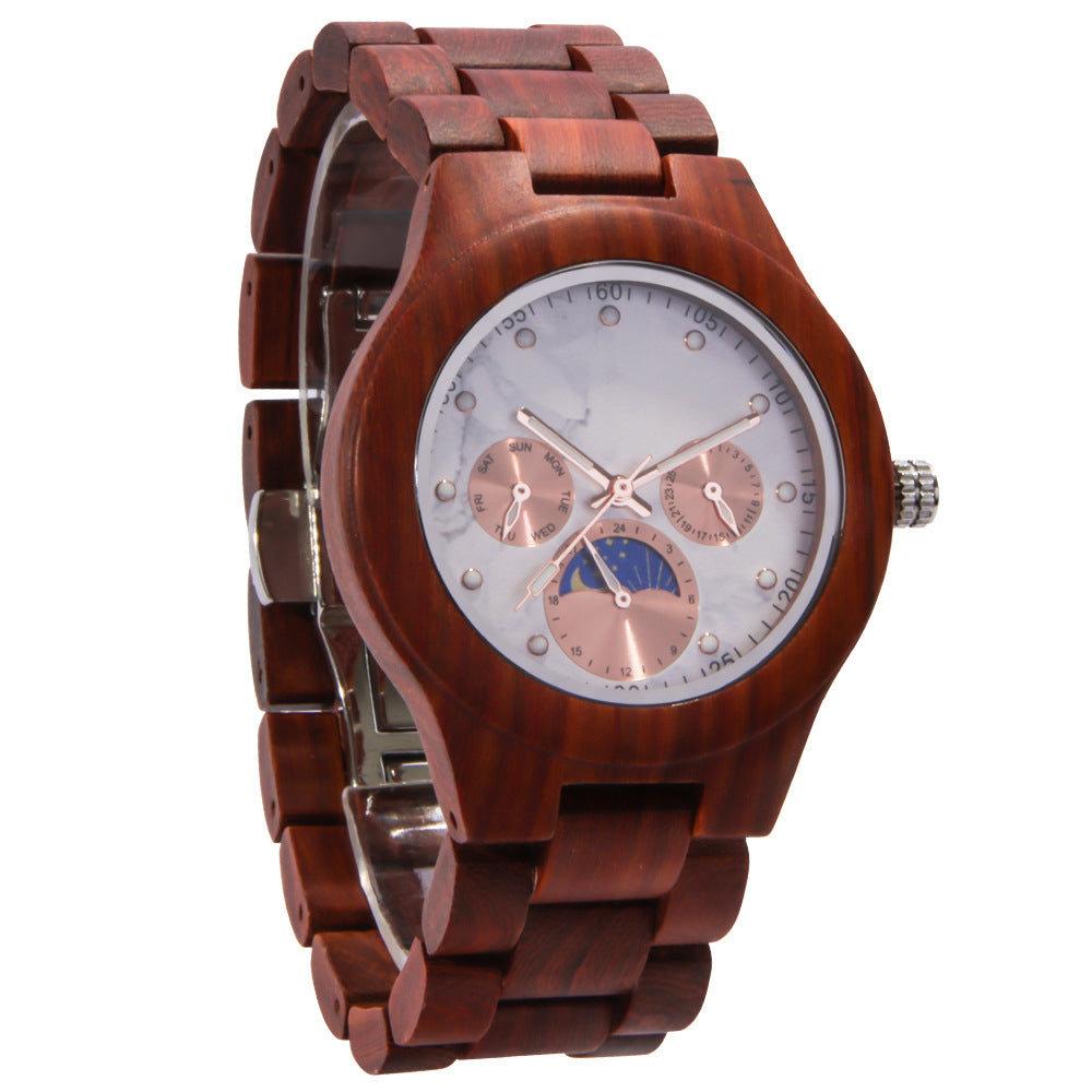 Engraved Unisex Wood Chronograph Watch