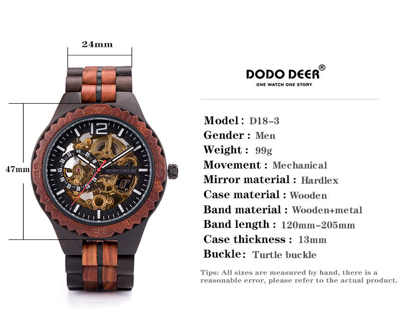 Engraved Skeleton Wood Couple Watch Set
