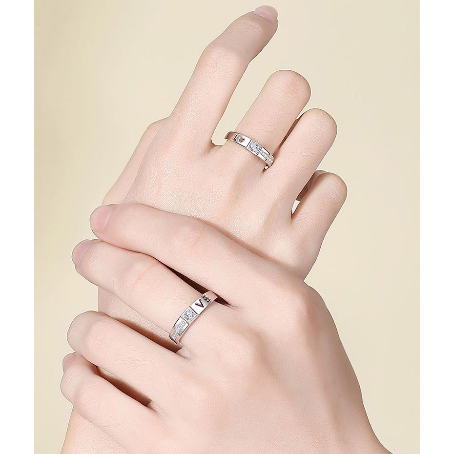 LOVE Moissanite Diamond Wedding Rings Set for a Couple