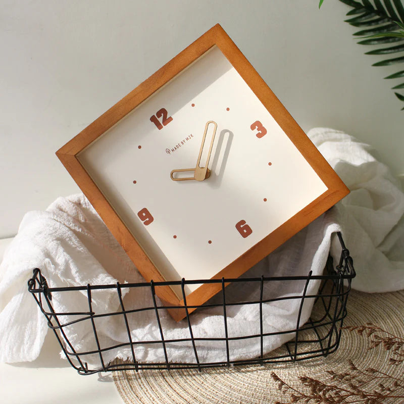 Solid Wood Silent Square Clock – Minimal Design