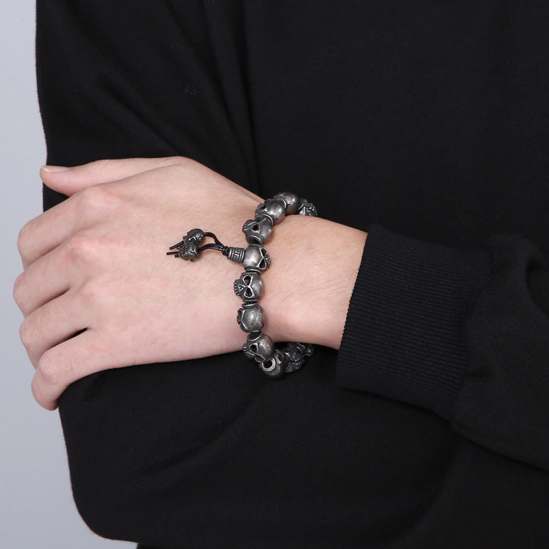 Name Initials Gothic Skulls Bracelet for Men