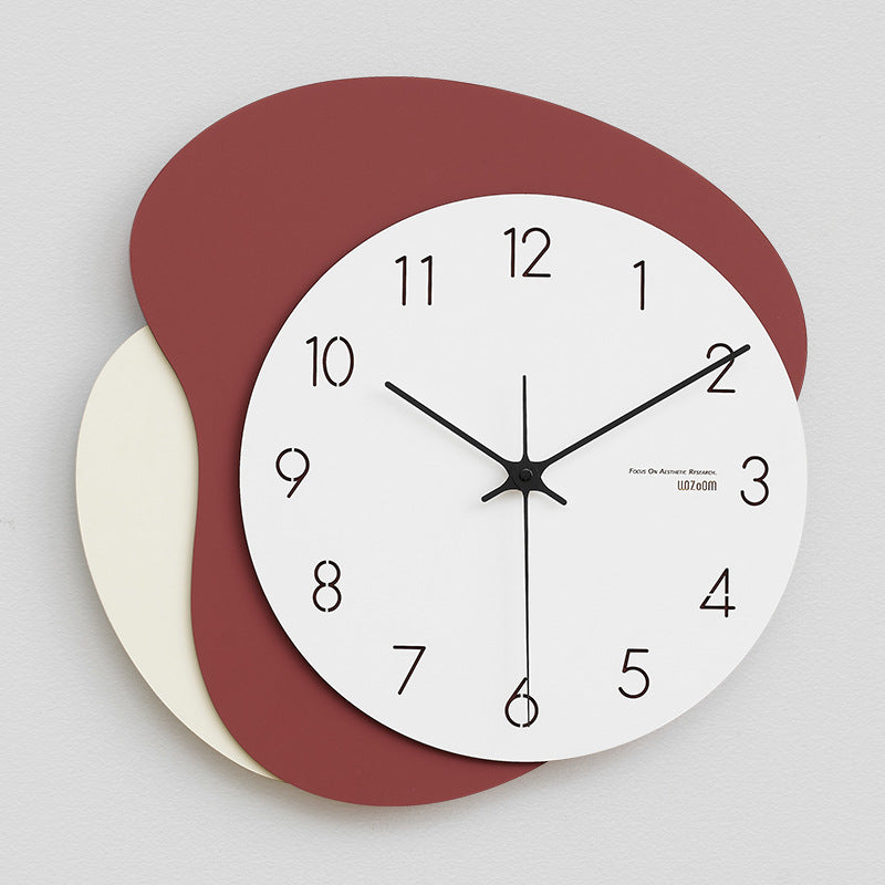 Modern Odd Shaped Analog Silent Clock Red