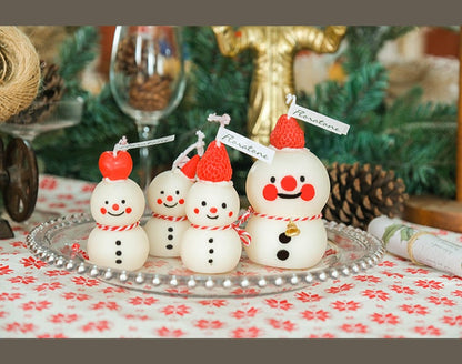 Set of 4 Snowman Scented Candle Christmas Gift
