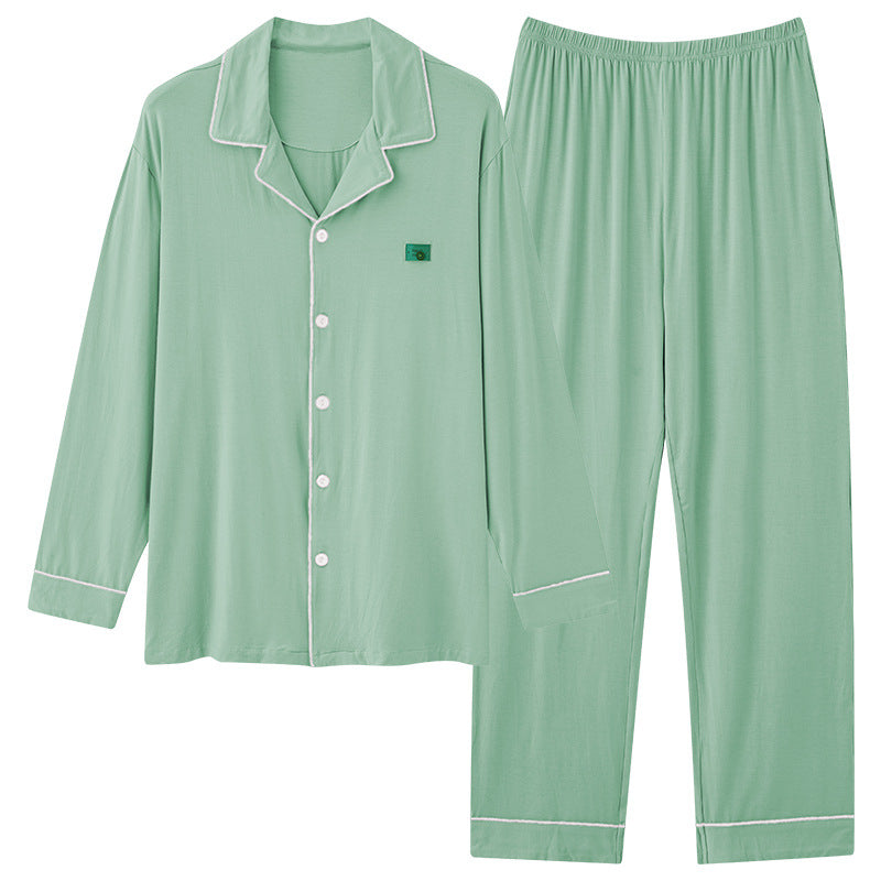 Long Sleeve Collar Matching Pajamas Set 100% Cotton