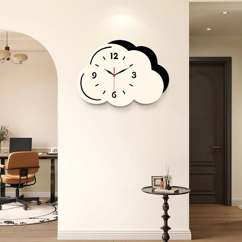 Clouds Shaped Silent Wall Décor Clock – Whimsical and Serene Design